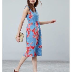 Lovely Joules Floral Linen Button Front Dress